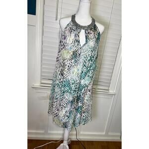 Vince Camuto Colorful Size 4 Beaded Halter Dress